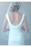 2 Layers Beaded Wedding Veil with Blusher Fingertip HZ0527