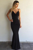 Black Sleeveless Sexy Spaghetti Strap Criss Cross Back Mermaid Prom Dress HZ0527