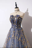 Unique A Line Strapless Ombre Long Prom Dress Stunning Party Dresses HZ0527