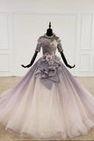 Sparkly Ball Gown Half Sleeves Ombre Quinceanera Dresses with Flowers HZ0527