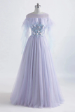Promfast Princess Tulle Jewel Floor-length Prom Dress With Lace Appliques HZ0527