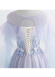 Promfast Princess Tulle Jewel Floor-length Prom Dress With Lace Appliques HZ0527
