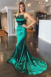 Elegant Mermaid Green Long Prom Dresses With Sweep Train HZ0527