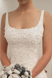 Elegant A Line Appliques Scoop Long Wedding Dresses HZ0527