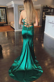 Elegant Mermaid Green Long Prom Dresses With Sweep Train HZ0527