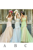 Mermaid Sweetheart Tulle Bridesmaid Dresses,Long Lace Fashion Prom Dresses HZ0527