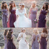Fashion Mismatched Tulle Long Wedding Party Dresses Cheap Charming Bridesmaid Dresses HZ0527
