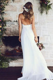 Beautiful A Line Lace Long White Spaghetti Straps Beach/Coast Wedding Dress HZ0527
