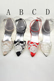 Beautiful White Lace Ankle Strap Pointed Toe Black Women Shoes HZ0527