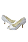 Beautiful White Peep Toe High Heel Handmade Comfy Wedding Shoes HZ0527