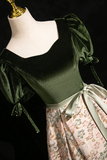 A Line Satin Velvet Long Prom Dress, Satin Long Formal Dress HZ0527