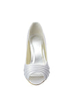 Beautiful White Peep Toe High Heel Handmade Comfy Wedding Shoes HZ0527