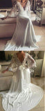 Romantic Boho V Neck Lace Appliques Long Sleeve Beach Wedding Dress HZ0527