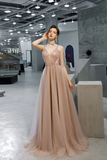 Promfast Stunning A Line SpaghettI Straps Long Tulle Zipper Back Prom Dresses HZ0527