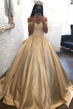 Off the Shoulder Appliques Ball Gown Cheap Prom Dresses HZ0527