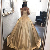 Off the Shoulder Appliques Ball Gown Cheap Prom Dresses HZ0527