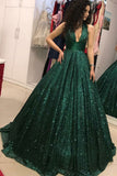 Shinny Green Sequined Ball Gown Cheap Prom Dress, Quinceanera Dresses HZ0527