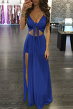 Promfast Trendy Twisted High Slit Maxi Romper Dress HZ0527