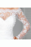 Lace Appliqued Long Sleeve Off-the-Shoulder Bridal Shawl, Sexy Wedding Shawl HZ0527