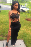 Split Black See Through Long Prom Dress,Sexy Party Dresses HZ0527