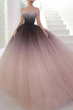 Off-the-shoulder Ombre Ball Gown Prom Dresses Cheap Long Evening Dresses HZ0527
