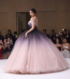 Off-the-shoulder Ombre Ball Gown Prom Dresses Cheap Long Evening Dresses HZ0527