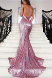 Charming Mermaid V-neck Spaghetti Straps Sleeveless Sequins Dresses HZ0527