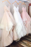 Simple A-line V-neck Spaghetti Straps Long Wedding Dress HZ0527