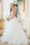 Simple A line Tulle Wedding Dresses, Cheap Long Prom Dress HZ0527