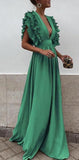 Boho Colorful V Neck A Line Cheap Bridesmaid Dress, Long Modest Dresses HZ0527