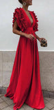 Boho Colorful V Neck A Line Cheap Bridesmaid Dress, Long Modest Dresses HZ0527