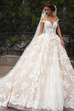 Romantic Jewel Cap Sleeves Ball Gown Wedding Dress with Lace Top HZ0527