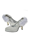 Charming Ivory Lace Ankle Strap Shoes With White Flowers HZ0527