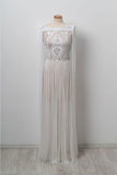 Unique Bateau Floor-length Chic Long Off White Prom Dress HZ0527