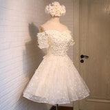 Off the Shoulder A Line Lace Appliques Short Homecoming Dresses HZ0527