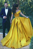Off the Shoulder 2025 Fashion Formal Yellow Prom Dresses,Sexy Summer Evening Gowns HZ0527