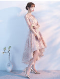 Princess A Line Lace High Low Half Sleeves Homecoming Dresses HZ0527