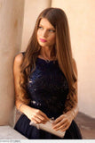 Popular Round Neck Sleeveless Sequins Elegant Dark Blue Homecoming Dresses HZ0527