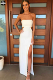 Promfast A Line Strapless White Prom Dress, New 2025 Formal Evening Dresses HZ0527
