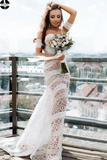 Promfast Elegant Sweetheart Lace Strapless Mermaid Ivory Wedding Dresses, Long Bridal Dresses HZ0527