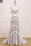 Promfast Elegant Sweetheart Lace Strapless Mermaid Ivory Wedding Dresses, Long Bridal Dresses HZ0527