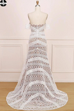 Promfast Elegant Sweetheart Lace Strapless Mermaid Ivory Wedding Dresses, Long Bridal Dresses HZ0527