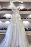 Promfast Long White Sweetheart Neck Lace Applique Prom Dress, Evening Dresses HZ0527