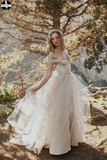 Promfast Shimmering Decorate Champagne Shades Jeweled Belt Tulle Rustic Wedding Dress Ferya Gown HZ0527
