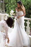 Promfast Gorgeous Mermaid Beading Lace Strapless Sweetheart Wedding Dresses HZ0527