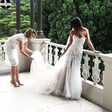 Promfast Gorgeous Mermaid Beading Lace Strapless Sweetheart Wedding Dresses HZ0527