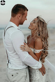 Promfast Sweetheart Sheath/Column Lace Appliques Beach Wedding Dress HZ0527