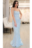 Promfast Eye Catching Sequin Lace Spaghetti Straps Neckline Sheath Prom Dress HZ0527