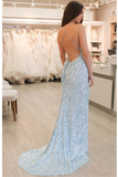 Promfast Eye Catching Sequin Lace Spaghetti Straps Neckline Sheath Prom Dress HZ0527