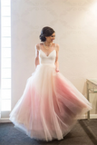 Promfast Chic Ombre Prom Dresses Spaghetti Straps A line Floor length Long Prom Dress HZ0527